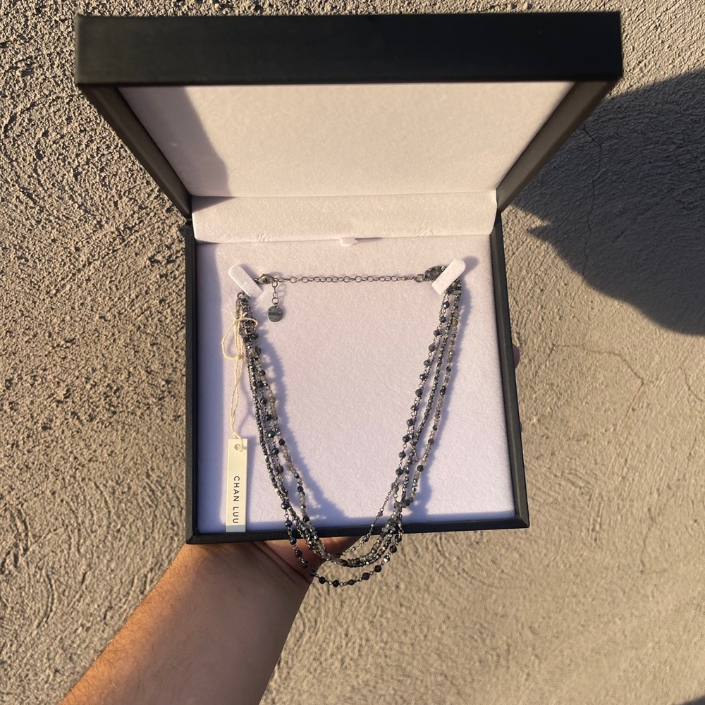Chan Luu Silver and Black Beaded Necklace